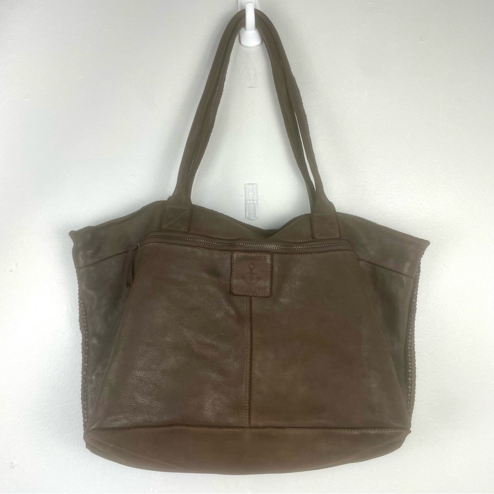 Harbour 2nd Leather Tote Bag Large Woven Brown Slouchy Boho Coastal Quiet Luxury